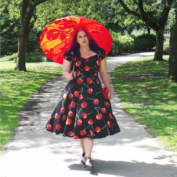 ✨NWT Collectif Regina Doll Cherry Stem Pinup Rockabilly 50s Midi Dress Small 6 - Picture 5 of 12